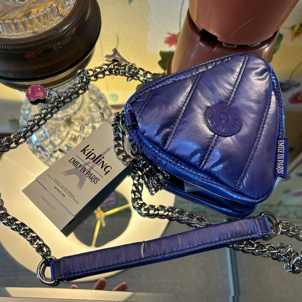 Kipling Emily in Paris Glossy Lilac Jozi Heart Crossbody Bag, NWT